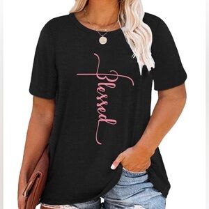 Love ❤️ in Faith - New - Black Tee with Pink Blessed Script